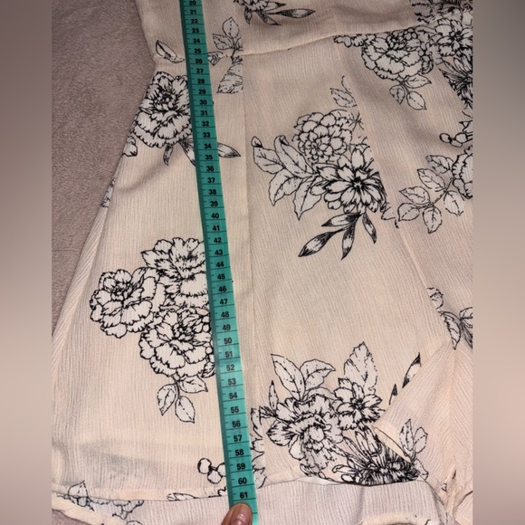 Lush Cream and Black Asymmetrical Bodysuit with Tie Front - Picture 4 of 6